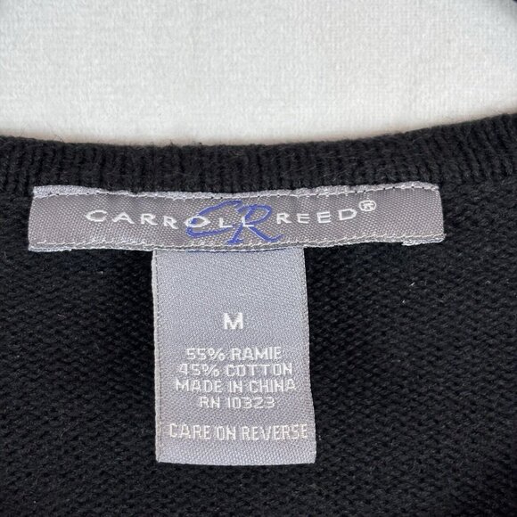 Carroll Reed Black Embroidered Angel Cardigan Beaded Size Medium Holiday Winter - Picture 7 of 13